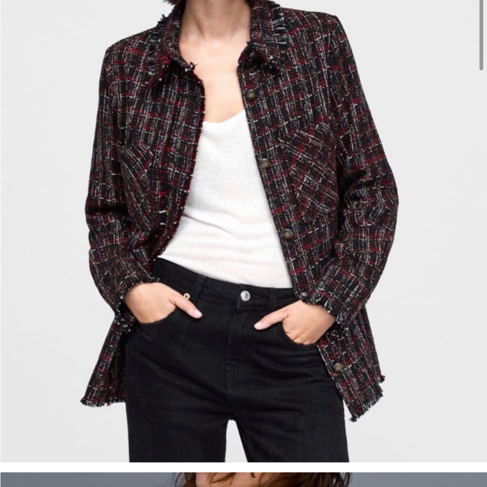 Zara plaid tweed shirt